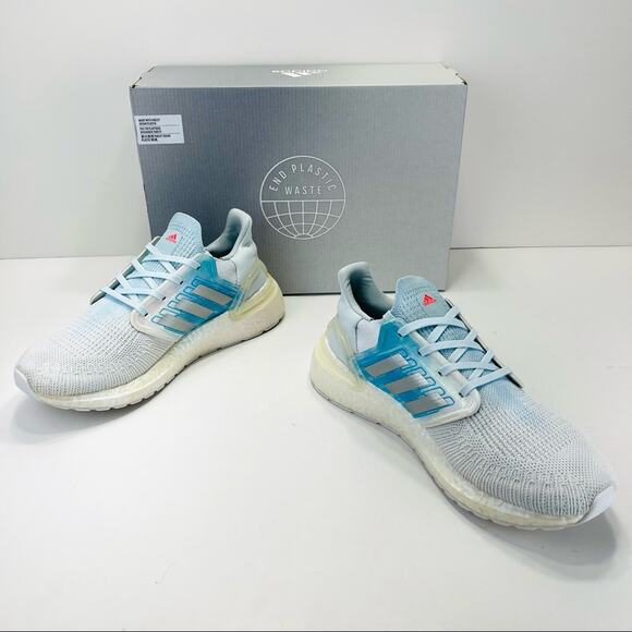 Adidas Primeblue Ultraboost 20 Women Athletic/Running Shoes Size 8.5 White Blue - Picture 13 of 16
